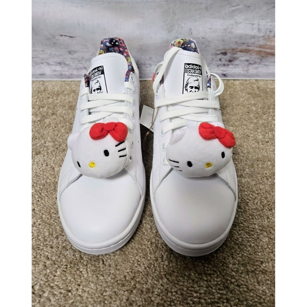 Adidas Stan Smith Hello Kitty Womens Sneakers White Size 9 Leather Plush Charm